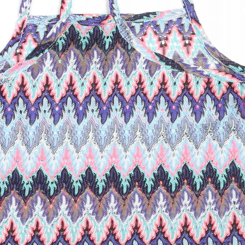 Atmosphere Womens Blue Geometric Polyester Basic Tank Size 10 Square Neck