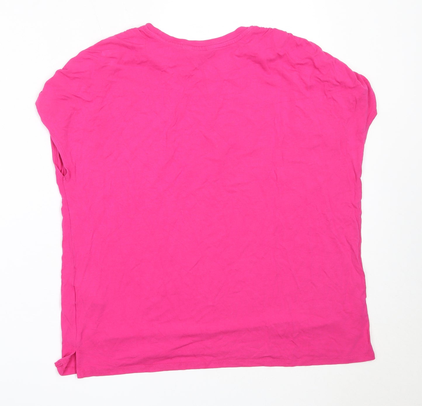 New Look Womens Pink  Viscose Basic T-Shirt Size 14 Round Neck