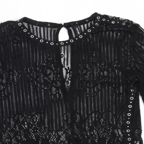 Stradivarius Womens Black  Polyester Basic Blouse Size S Round Neck