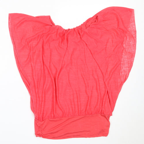 V London Womens Red  Viscose Basic Blouse Size M Round Neck