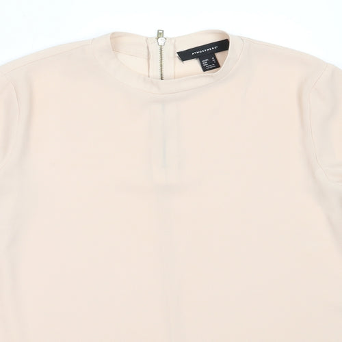 Atmosphere Womens Beige  Polyester Basic Blouse Size 10 Round Neck