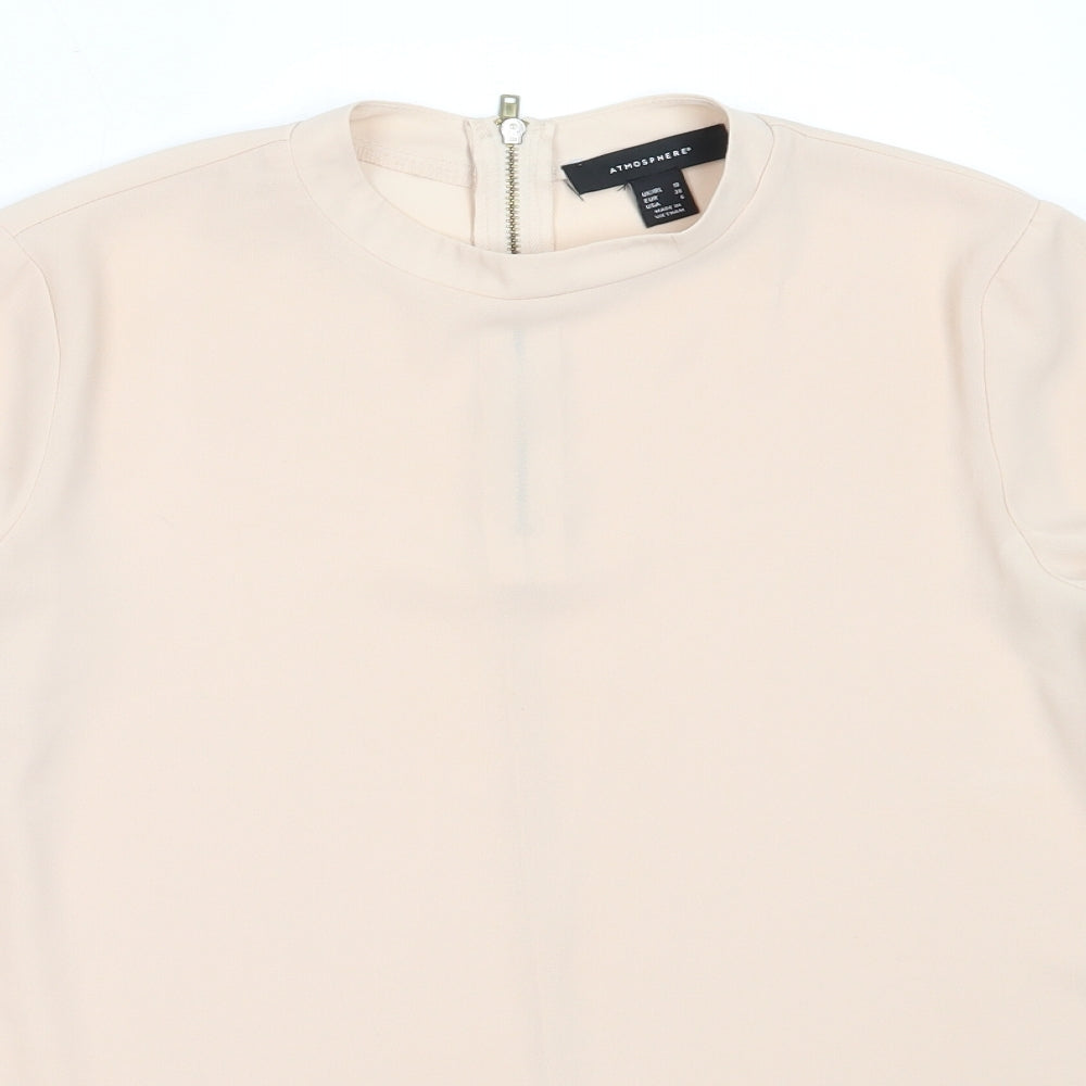 Atmosphere Womens Beige  Polyester Basic Blouse Size 10 Round Neck
