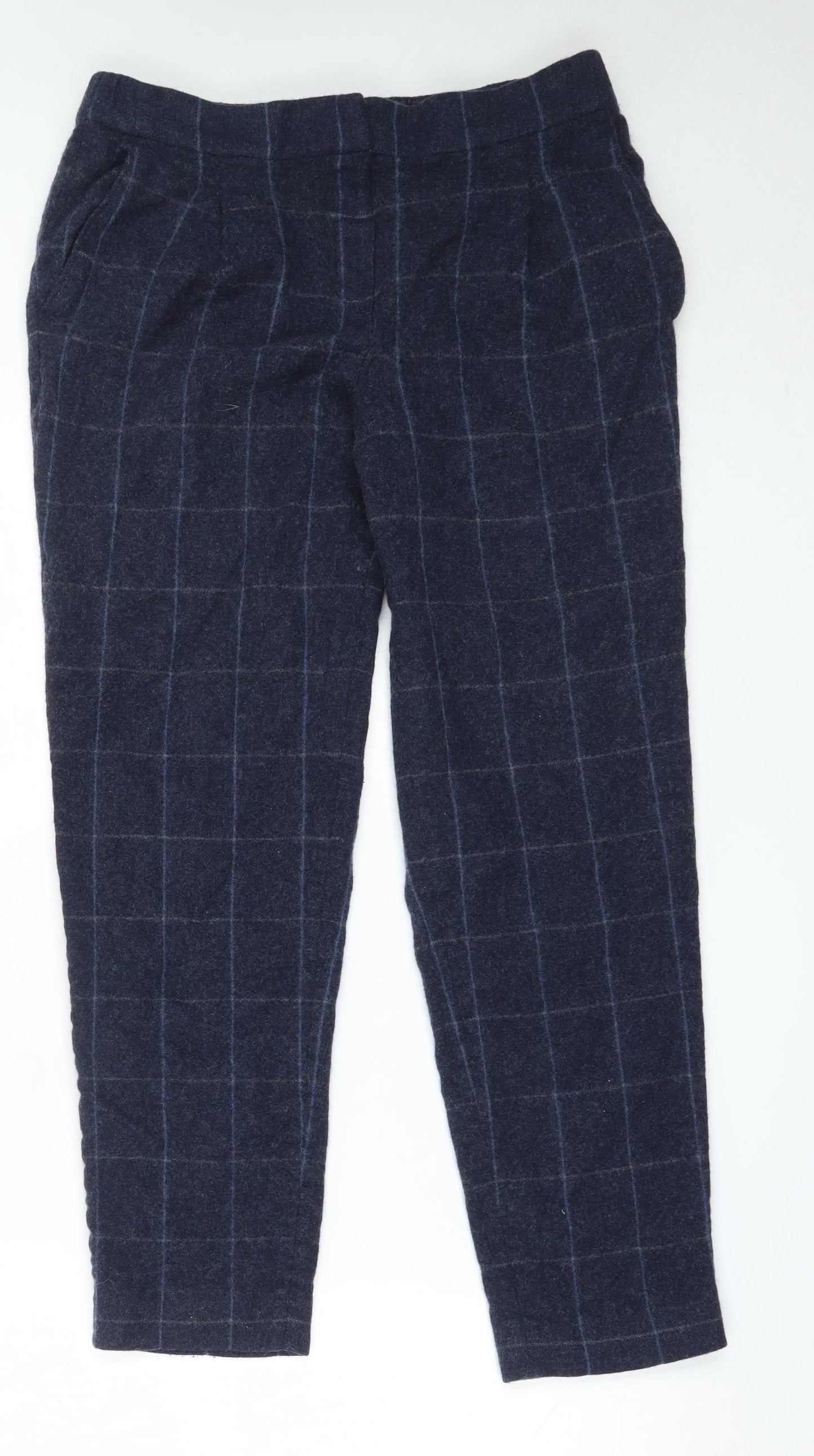 Massimo Dutti Womens Blue  Wool Capri Trousers Size 40 L25.5 in Regular
