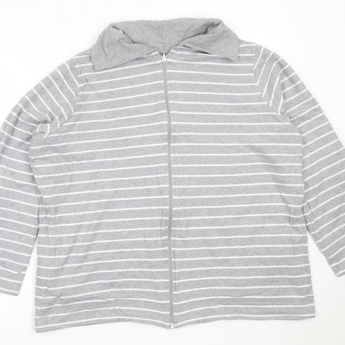 DASH Womens Grey Striped Cotton Full Zip Sweatshirt Size 20  Zip