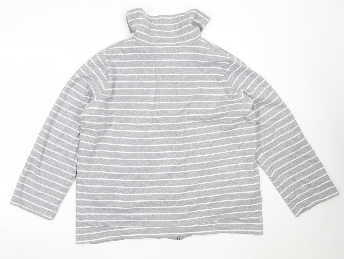 DASH Womens Grey Striped Cotton Full Zip Sweatshirt Size 20  Zip