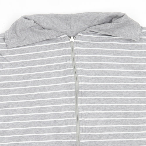 DASH Womens Grey Striped Cotton Full Zip Sweatshirt Size 20  Zip