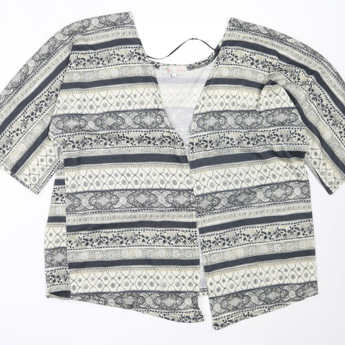 Cameo Rose Womens Grey Round Neck Geometric Polyester Cardigan Jumper Size M