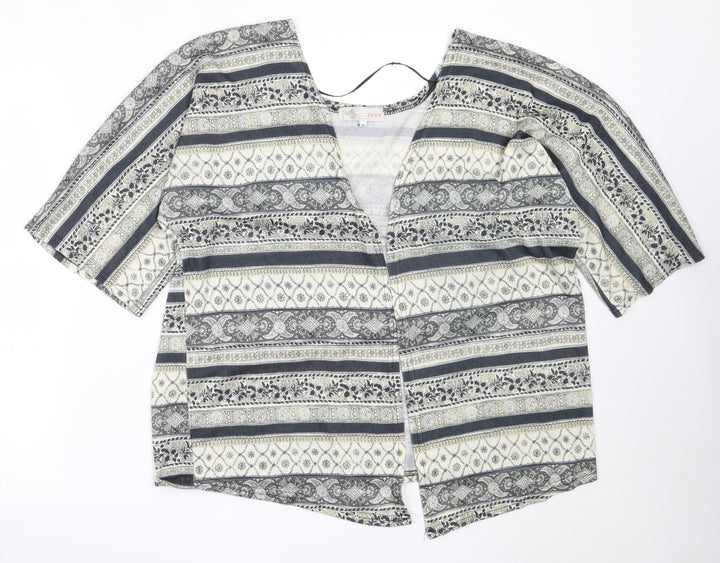 Cameo Rose Womens Grey Round Neck Geometric Polyester Cardigan Jumper Size M