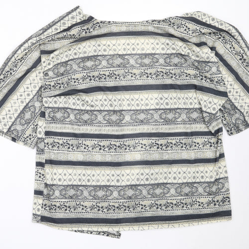 Cameo Rose Womens Grey Round Neck Geometric Polyester Cardigan Jumper Size M