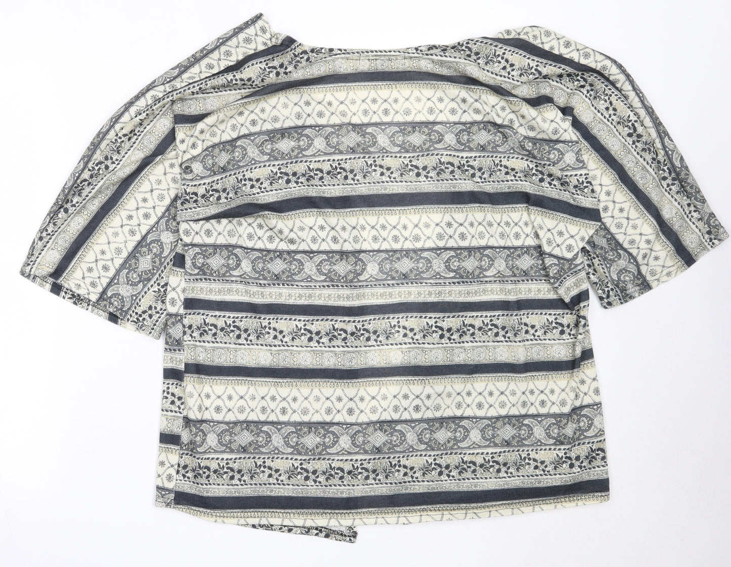 Cameo Rose Womens Grey Round Neck Geometric Polyester Cardigan Jumper Size M