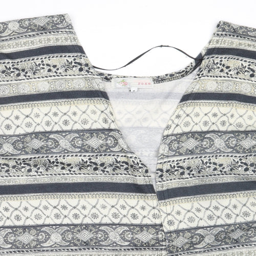 Cameo Rose Womens Grey Round Neck Geometric Polyester Cardigan Jumper Size M