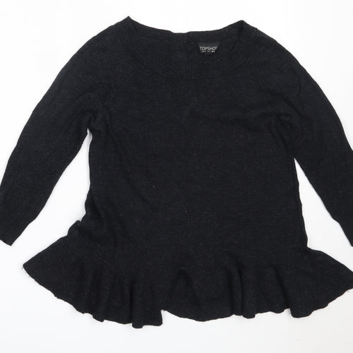 Topshop Womens Black Round Neck  Viscose Pullover Jumper Size 6