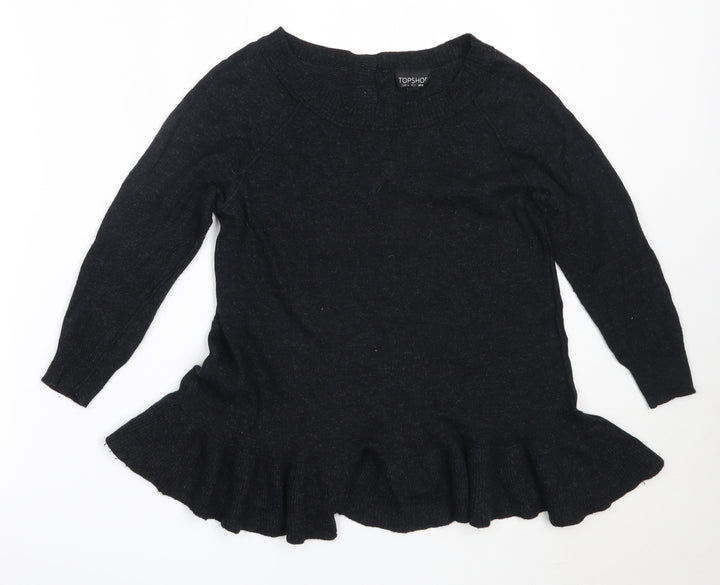 Topshop Womens Black Round Neck Viscose Pullover Jumper Size 6