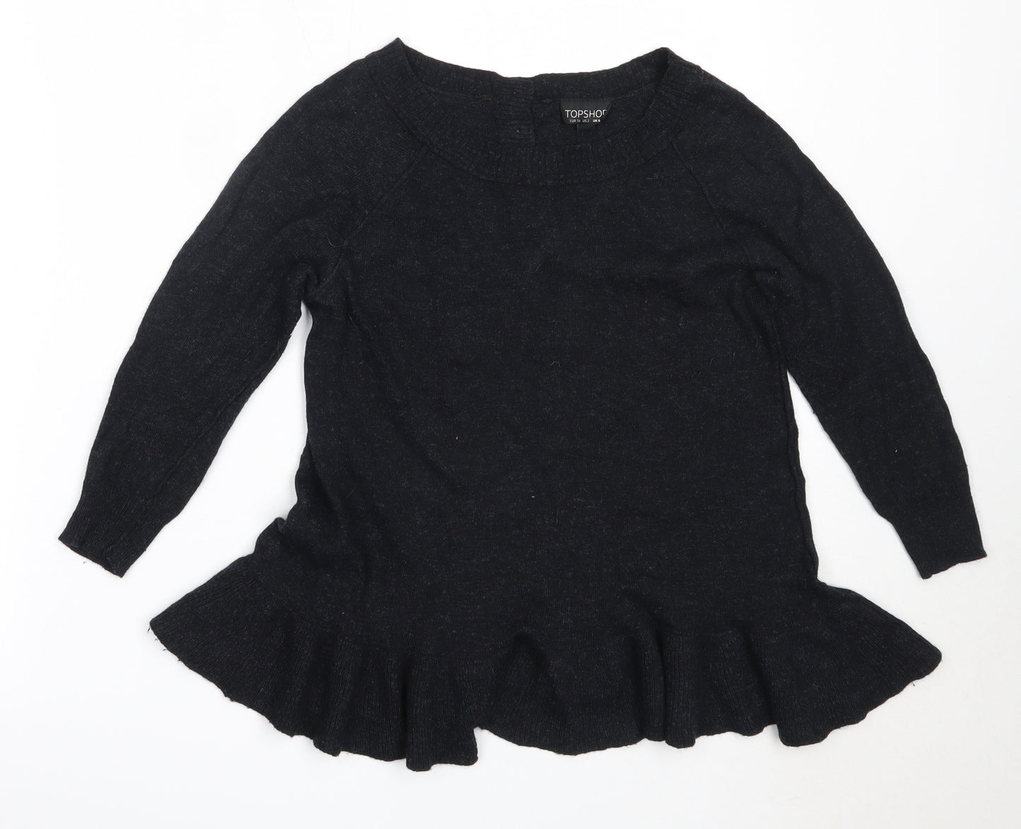 Topshop Womens Black Round Neck  Viscose Pullover Jumper Size 6