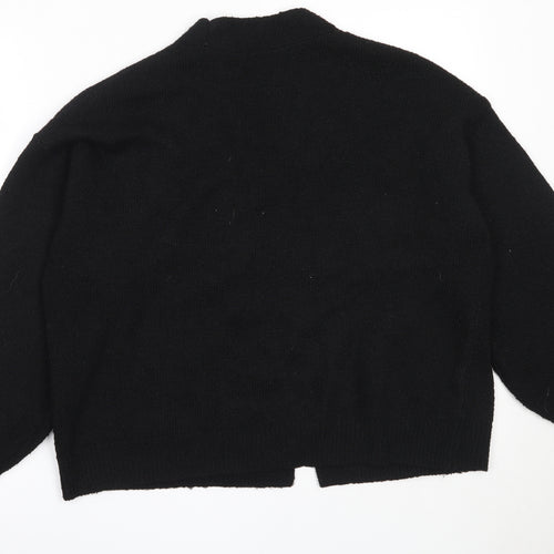 George Womens Black Round Neck  Polyester Cardigan Jumper Size L