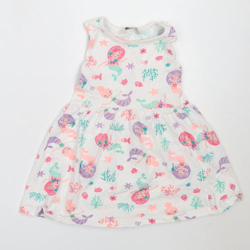 Evie Angel Girls White  Cotton Fit & Flare  Size 2-3 Years  Round Neck