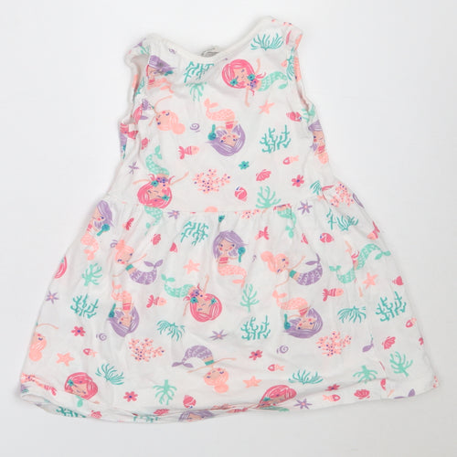 Evie Angel Girls White  Cotton Fit & Flare  Size 2-3 Years  Round Neck