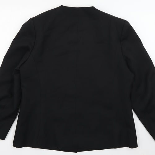 Preworn Womens Black  100% Polyester Jacket Blazer Size 10   - Shoulder pads Pockets