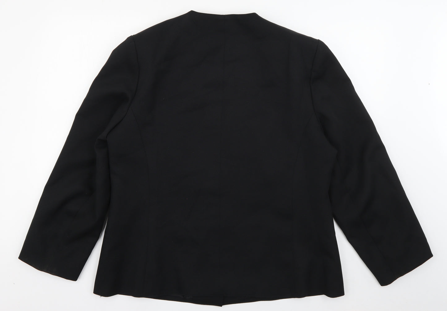 Preworn Womens Black  100% Polyester Jacket Blazer Size 10   - Shoulder pads Pockets
