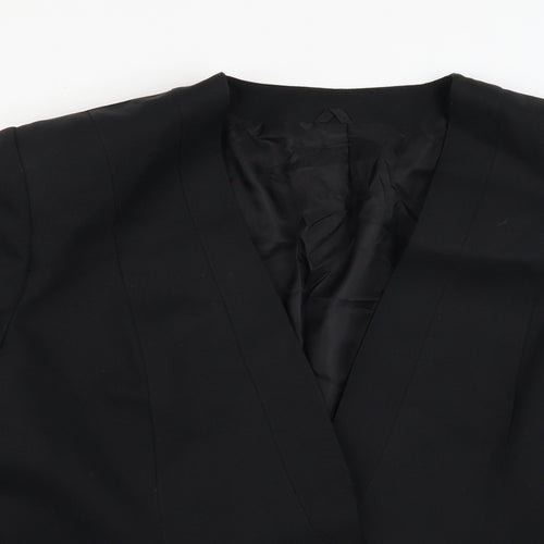 Preworn Womens Black  100% Polyester Jacket Blazer Size 10   - Shoulder pads Pockets