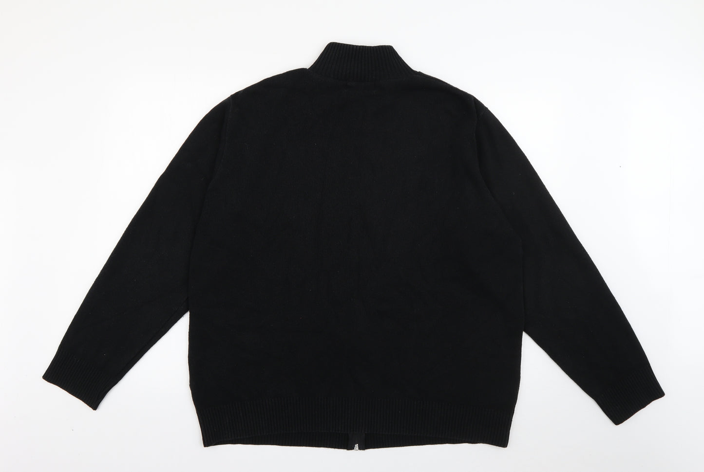 Petroleum Mens Black High Neck Plaid Acrylic Full Zip Jumper Size XL