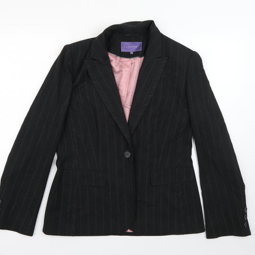 Autonomy Womens Grey Striped Polyester Jacket Blazer Size 12