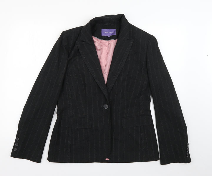 Autonomy Womens Grey Striped Polyester Jacket Blazer Size 12