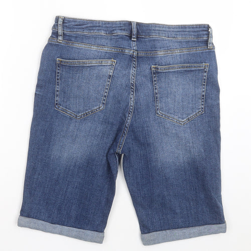 F&F Womens Blue  Cotton Bermuda Shorts Size 14 L10 in Regular Button