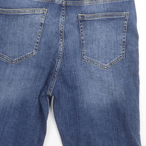 F&F Womens Blue  Cotton Bermuda Shorts Size 14 L10 in Regular Button