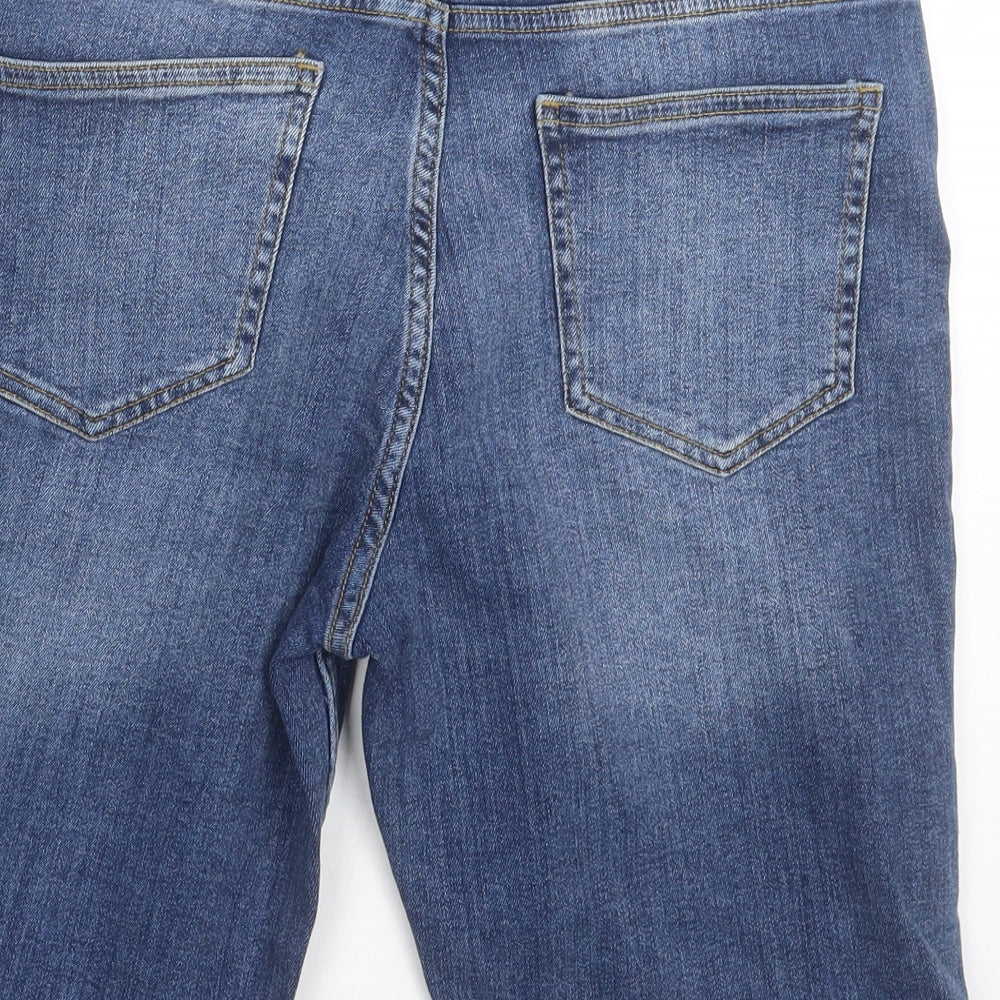 F&F Womens Blue  Cotton Bermuda Shorts Size 14 L10 in Regular Button