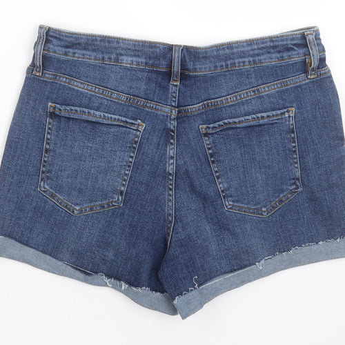 F&F Womens Blue  Cotton Bermuda Shorts Size 14 L3 in Regular Button