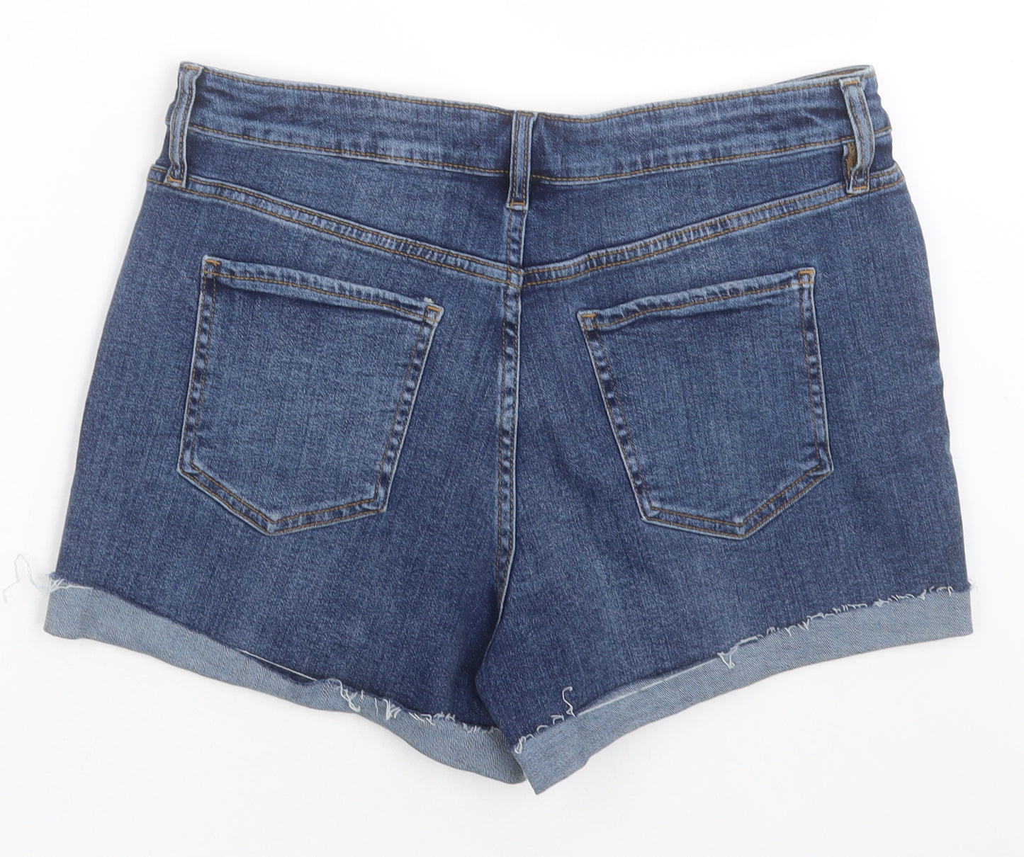 F&F Womens Blue  Cotton Bermuda Shorts Size 14 L3 in Regular Button