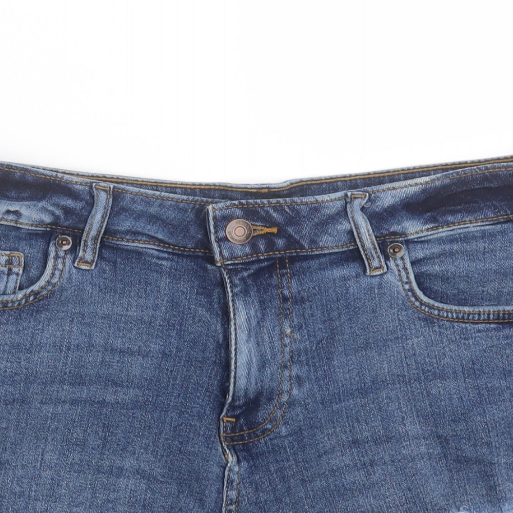 F&F Womens Blue  Cotton Bermuda Shorts Size 14 L3 in Regular Button