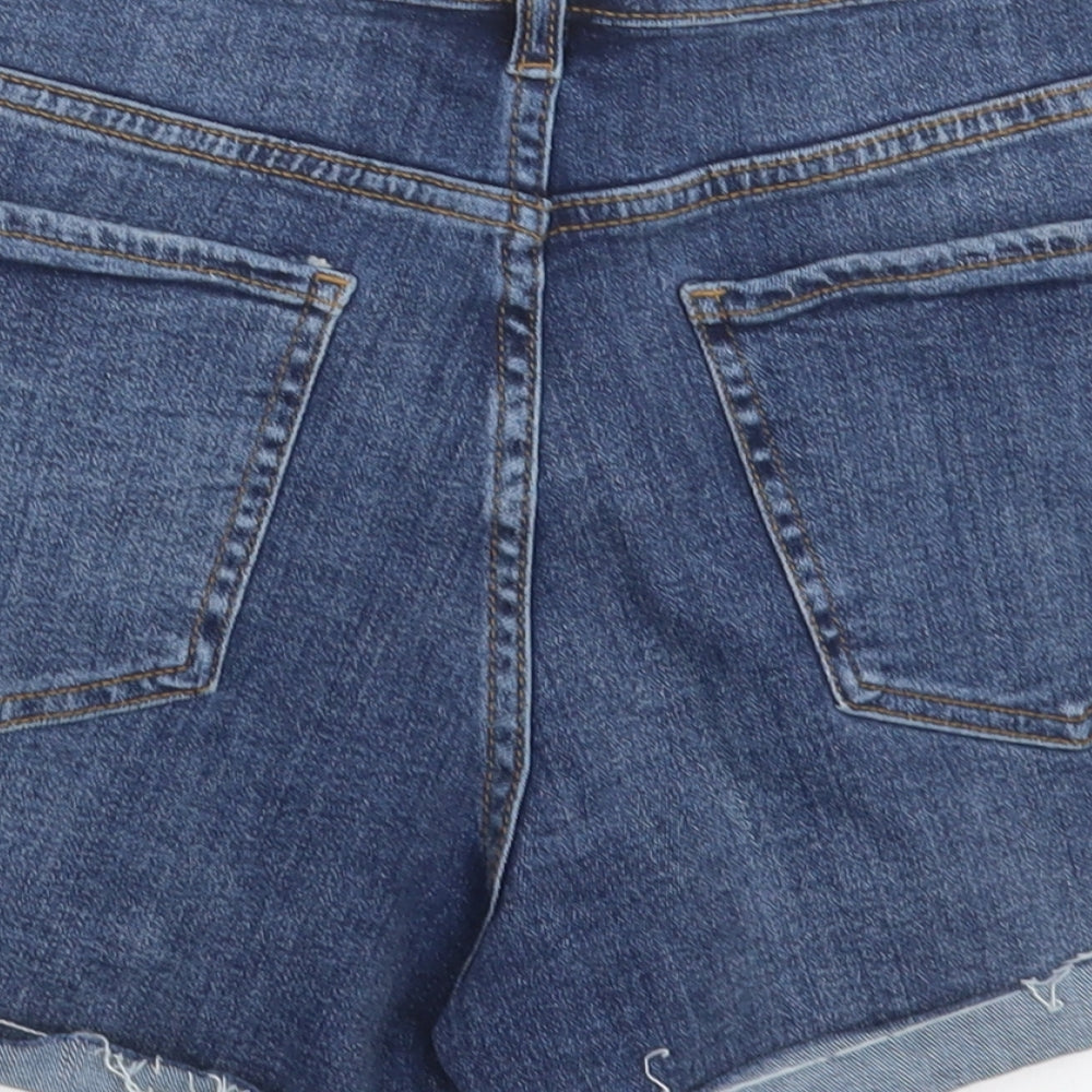 F&F Womens Blue  Cotton Bermuda Shorts Size 14 L3 in Regular Button