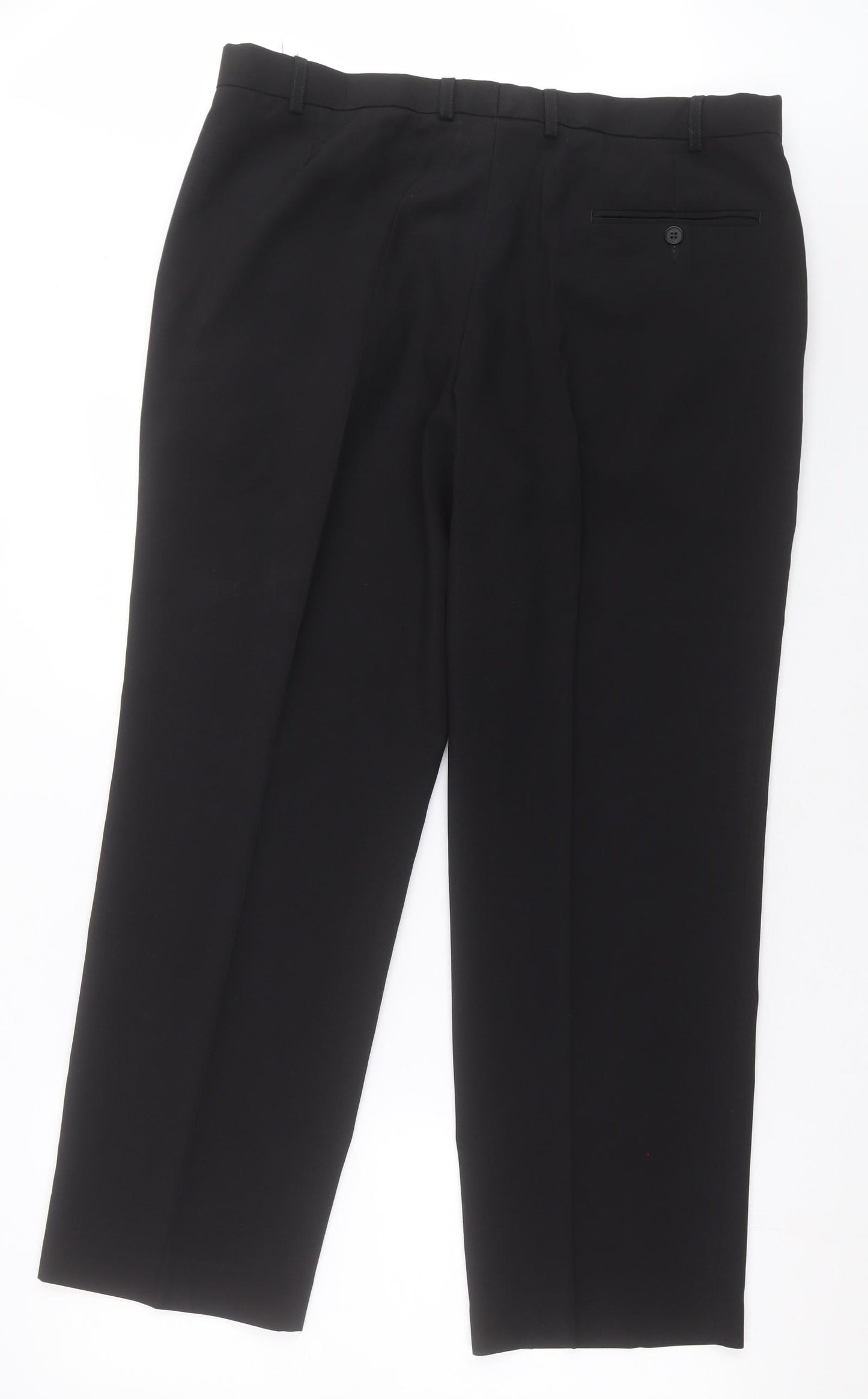 Marks and Spencer Mens Black  Polyester Trousers  Size 38 L31 in Regular Button - crease resistant