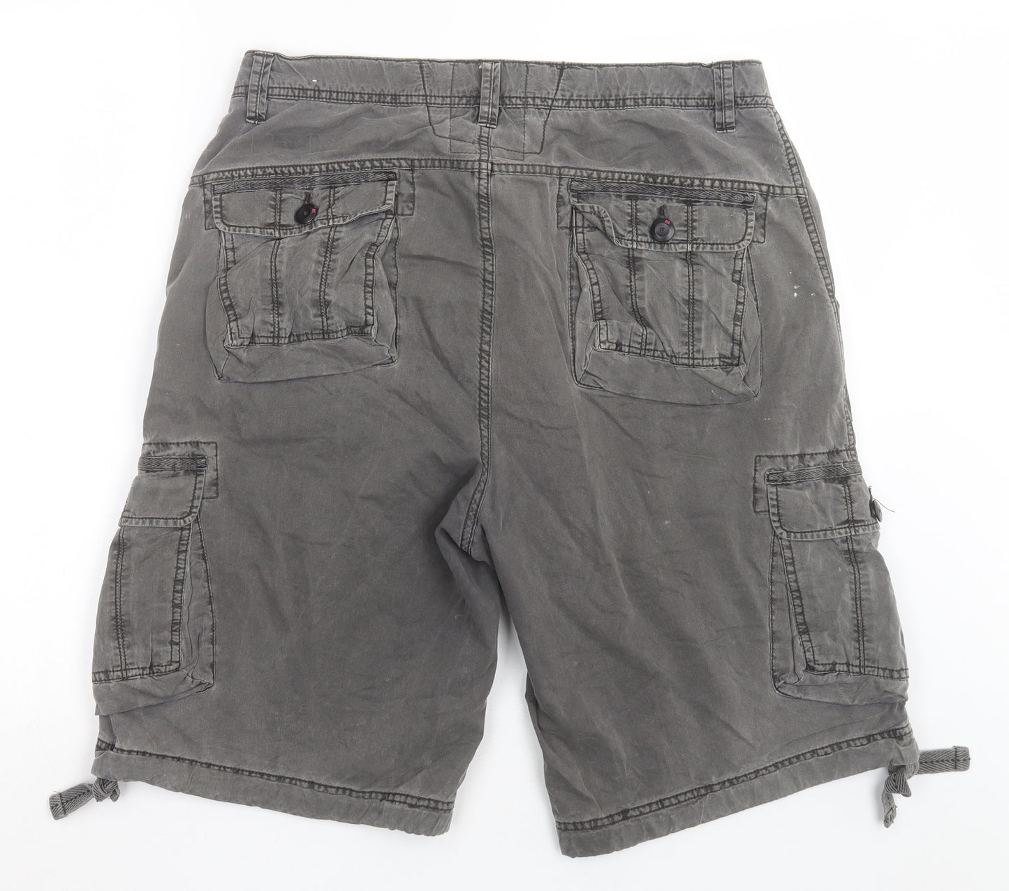 Ultra Magnetic Mens Grey  Cotton Cargo Shorts Size M L10 in Regular Button