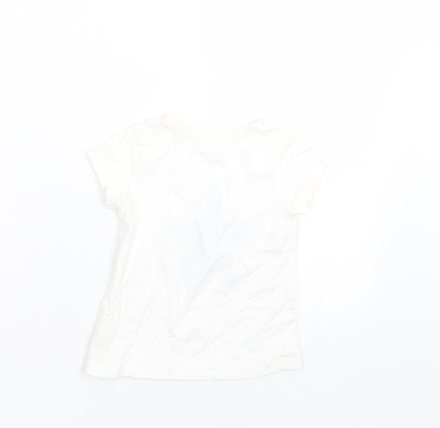 NEXT Girls White  Cotton Basic T-Shirt Size 12-18 Months Crew Neck Pullover - Star Print