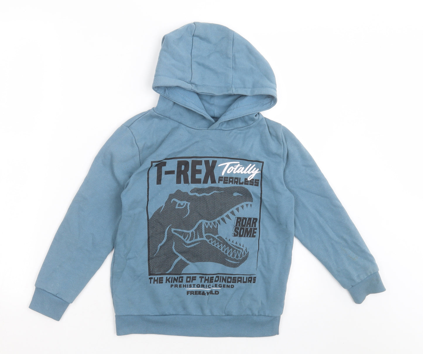 Dunnes Stores Boys Blue  Cotton Pullover Hoodie Size 7-8 Years  Pullover - T Rex
