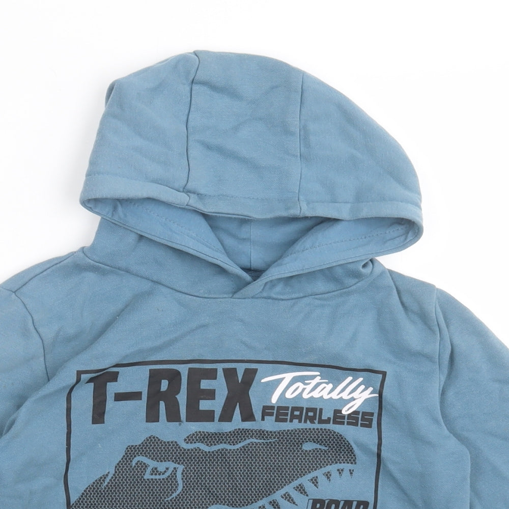 Dunnes Stores Boys Blue  Cotton Pullover Hoodie Size 7-8 Years  Pullover - T Rex
