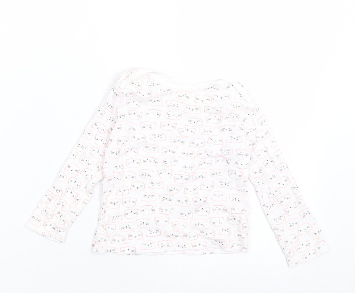 F&F Boys White Geometric Cotton Basic Casual Size 12-18 Months Crew Neck Pullover - cats