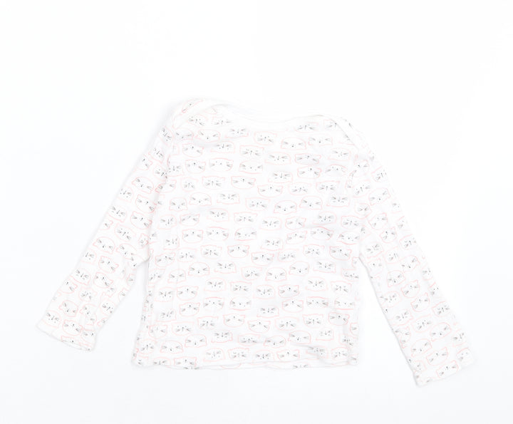 F&F Boys White Geometric Cotton Basic Casual Size 12-18 Months Crew Neck Pullover - cats