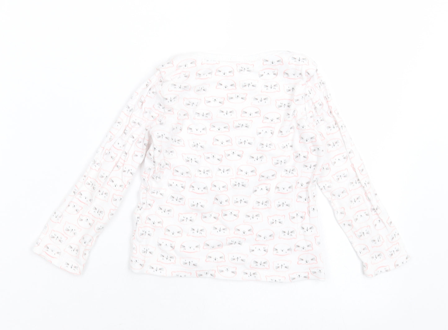F&F Boys White Geometric Cotton Basic Casual Size 12-18 Months Crew Neck Pullover - cats