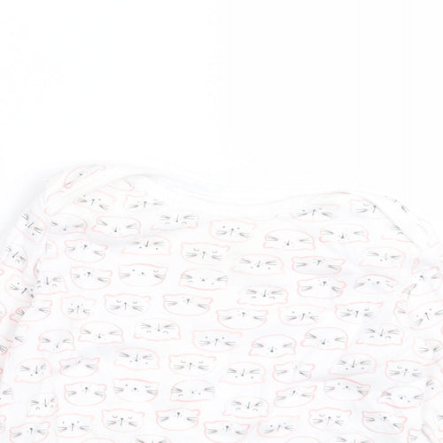 F&F Boys White Geometric Cotton Basic Casual Size 12-18 Months Crew Neck Pullover - cats