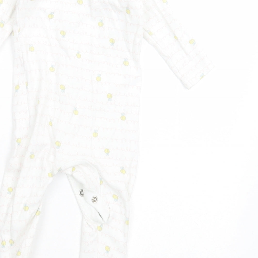 F&F Baby White Geometric Cotton Babygrow One-Piece Size 0-3 Months  Button - bee