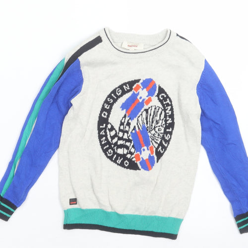 Catimini Boys Blue Crew Neck  Acrylic Pullover Jumper Size 5 Years  Pullover