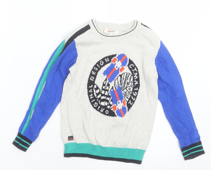 Catimini Boys Blue Crew Neck Acrylic Pullover Jumper Size 5 Years Pullover