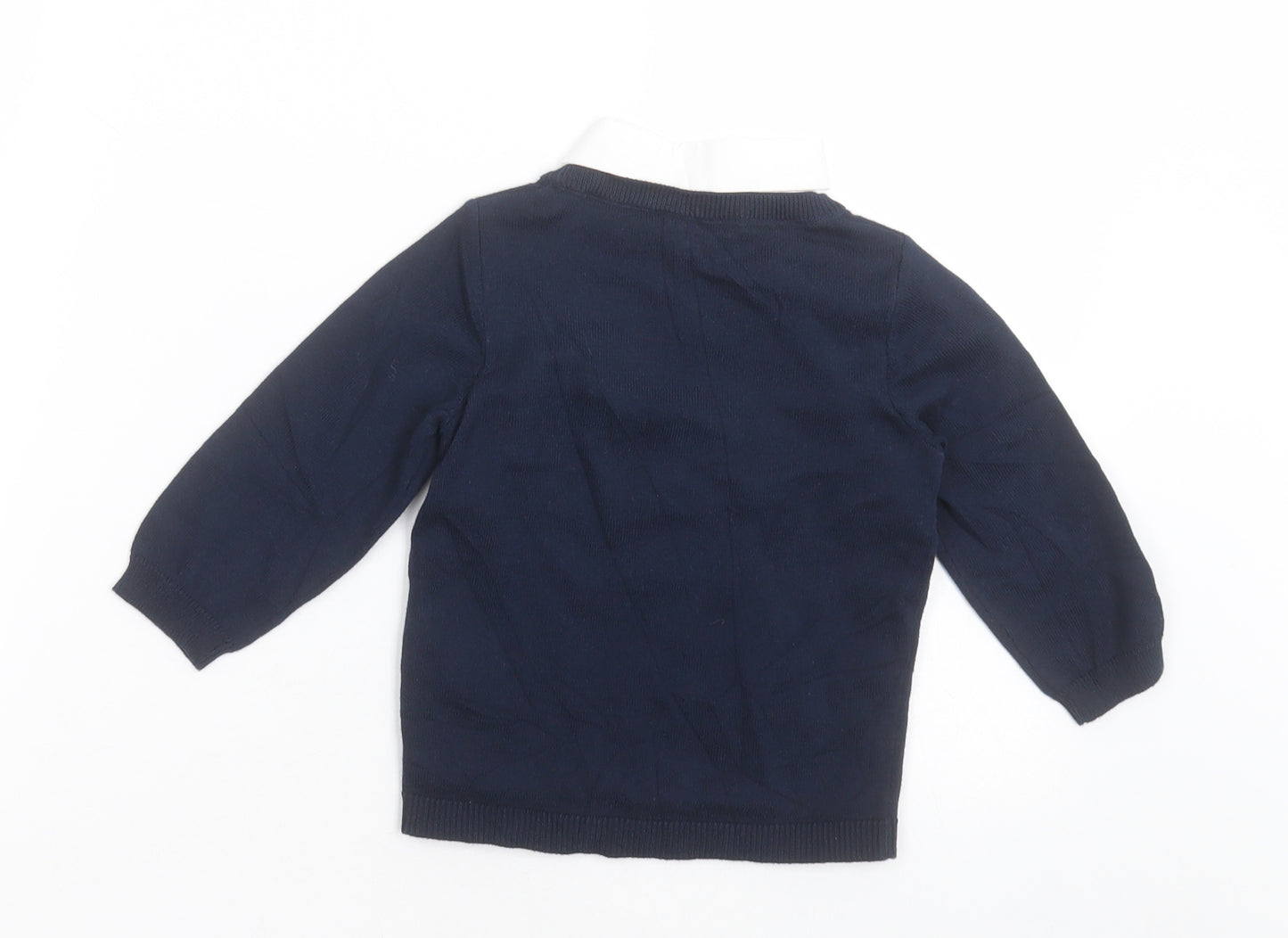 H&M Boys Blue  Cotton Basic Polo Size 9-12 Months Collared Pullover