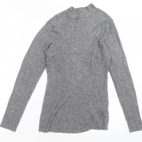 H&M Womens Grey High Neck  Viscose Pullover Jumper Size M