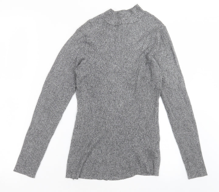 H&M Womens Grey High Neck Viscose Pullover Jumper Size M