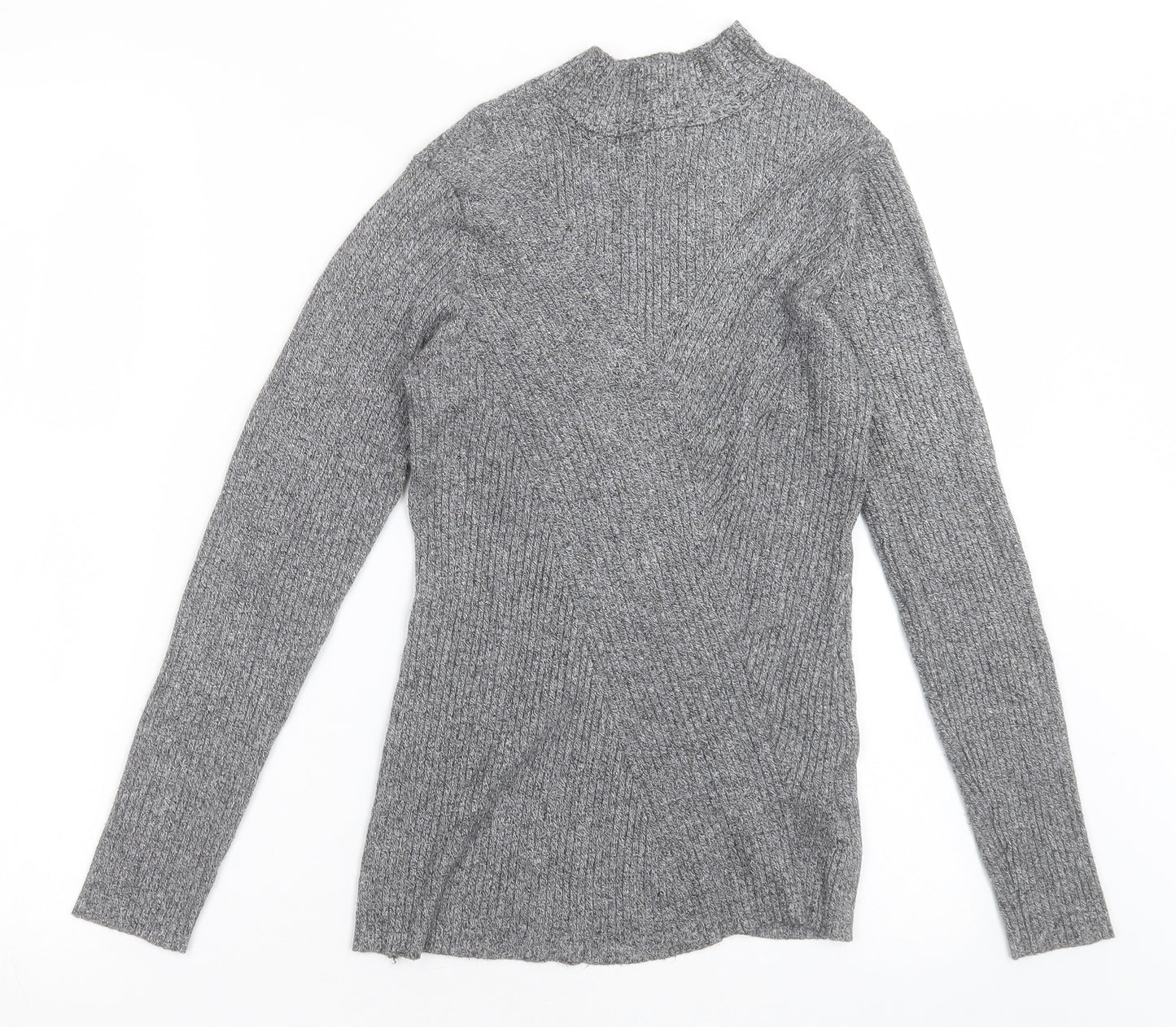 H&M Womens Grey High Neck  Viscose Pullover Jumper Size M